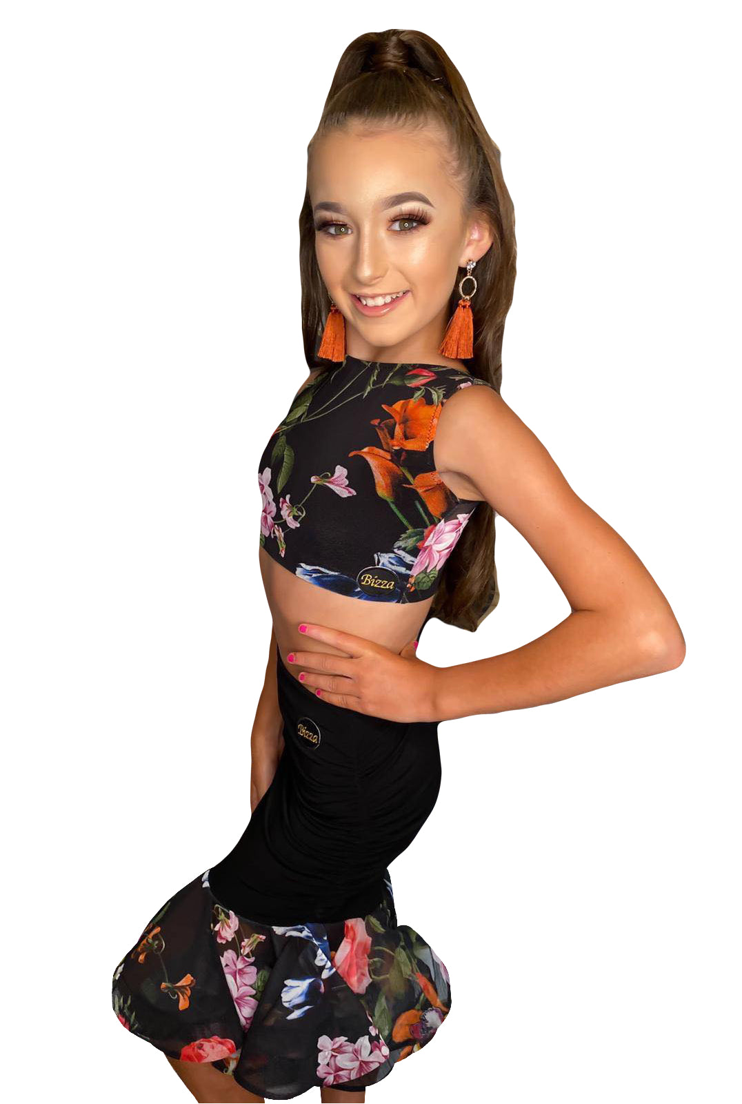 TROPICAL MESH DROP WAISTED SKIRT