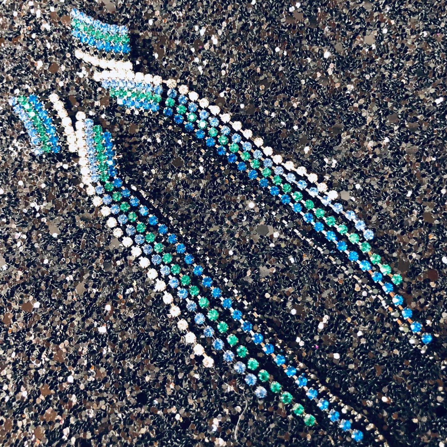 Blue Shade Diamante Tassel Earrings