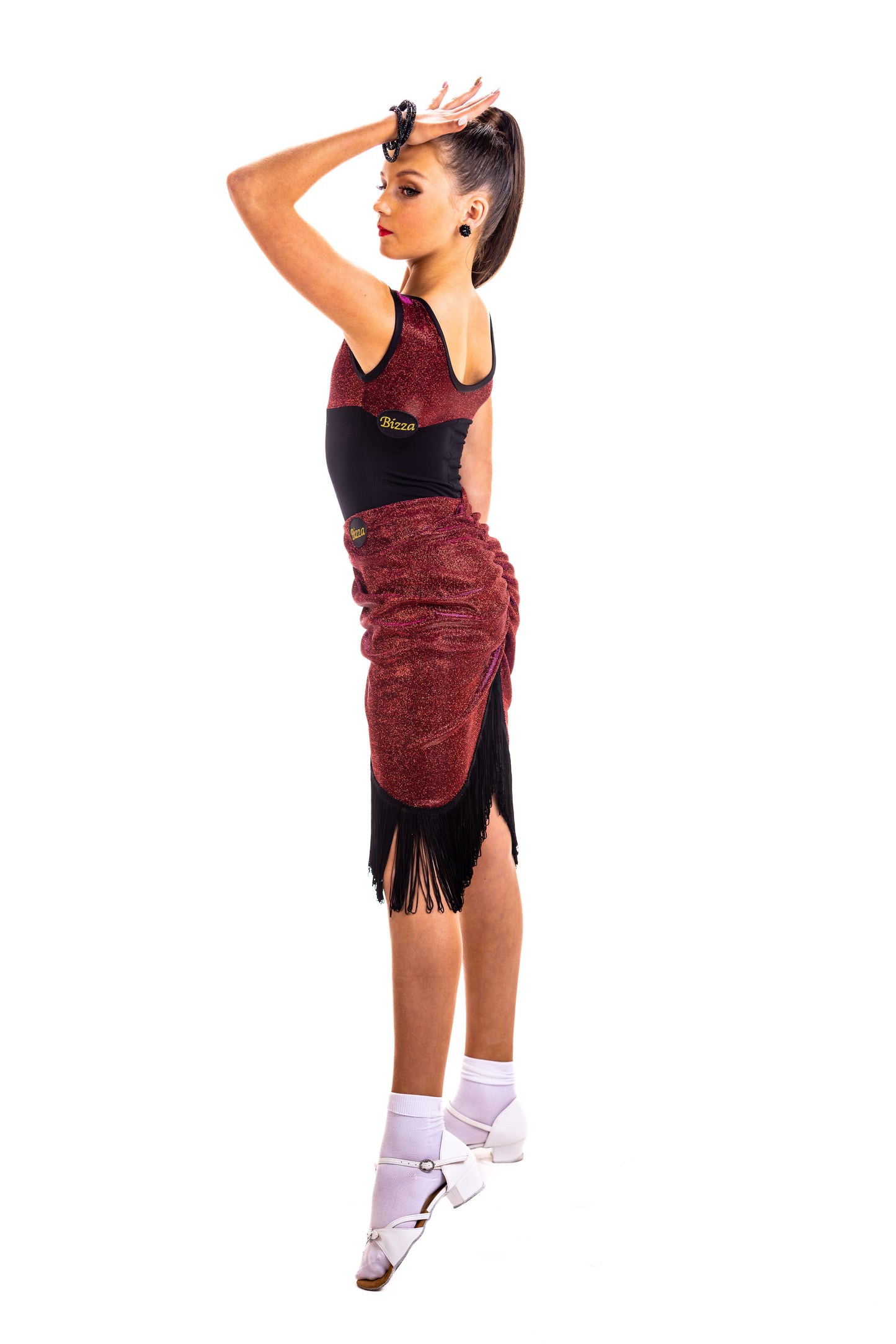 𝐒𝐲𝐝𝐧𝐞𝐲 𝐒𝐤𝐢𝐫𝐭 𝐋𝐨𝐧𝐠𝐥𝐢𝐧𝐞 𝐰𝐢𝐭𝐡 𝐅𝐫𝐢𝐧𝐠𝐞 - Red Glitz