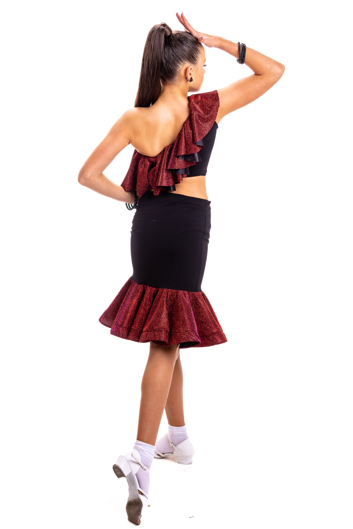 𝐂𝐚𝐝𝐞𝐧𝐜𝐞 𝐂𝐫𝐨𝐩 𝐓𝐨𝐩 - Black & Red Glitz