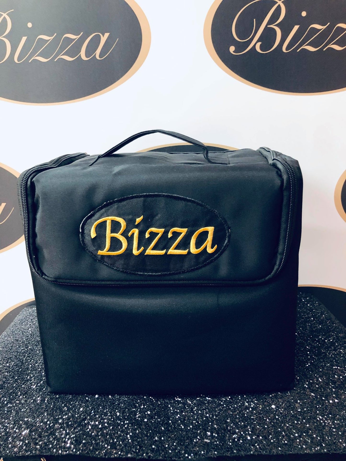 BLACK BRANDED MAKE UP BOX BAG