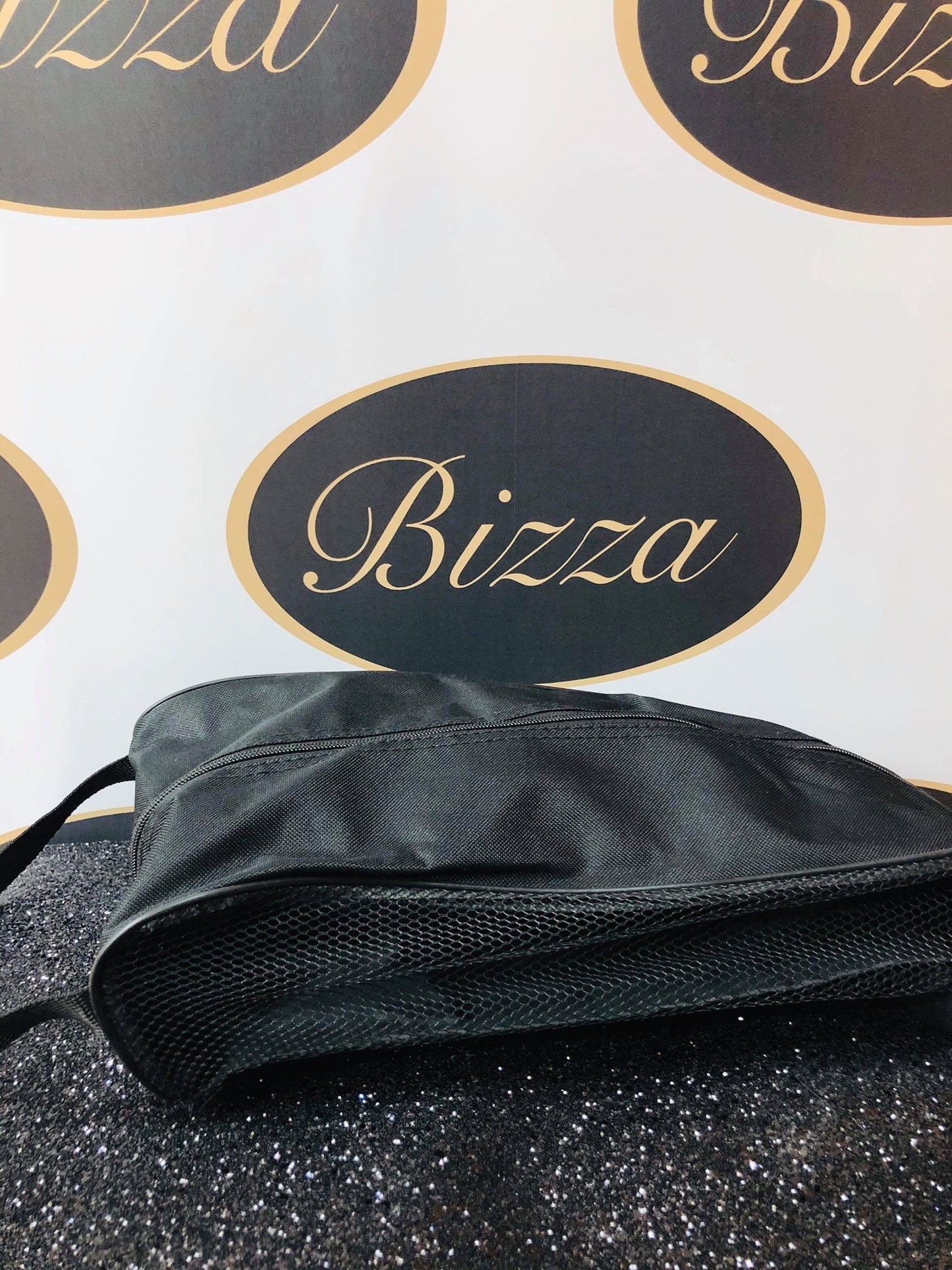 BLACK BRANDED SHOE BAG