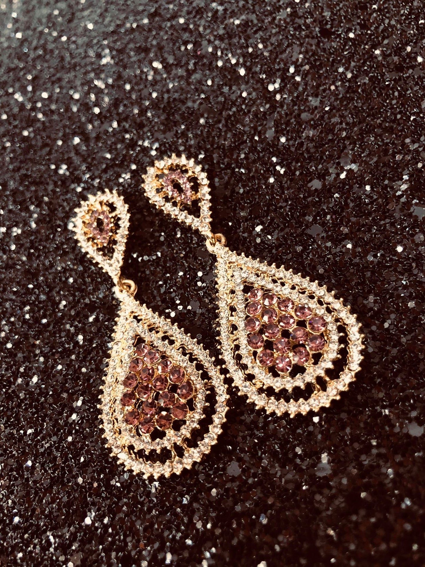 Pink and Gold Drop Earrings
