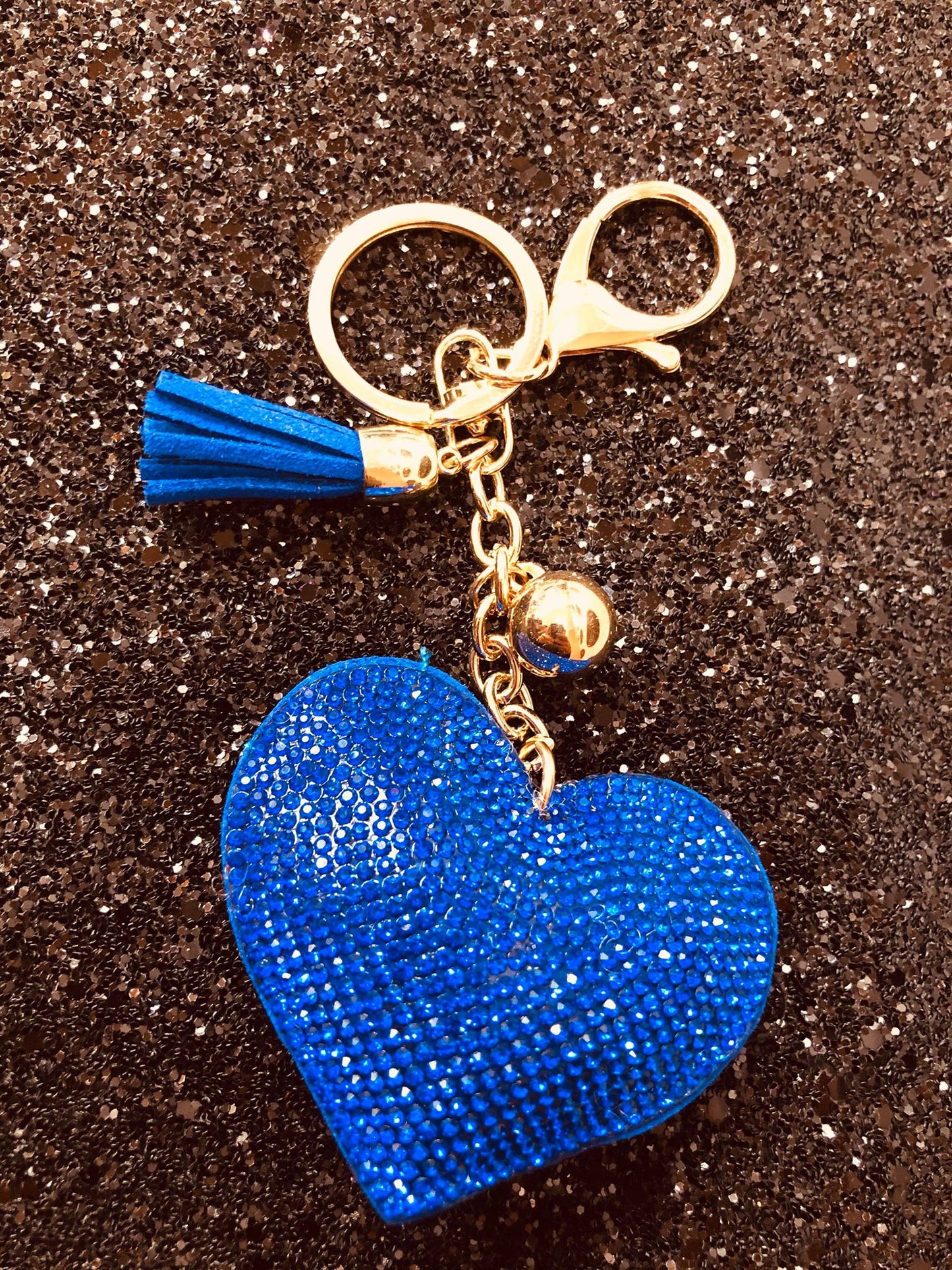 BLUE HEART DIAMANTE KEYRING