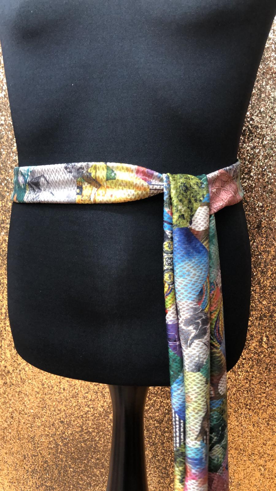 Tie Belt In Multi Coloured Print