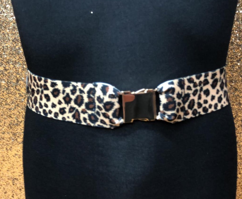 Leopard Print Elasticated Belt With Buckle
