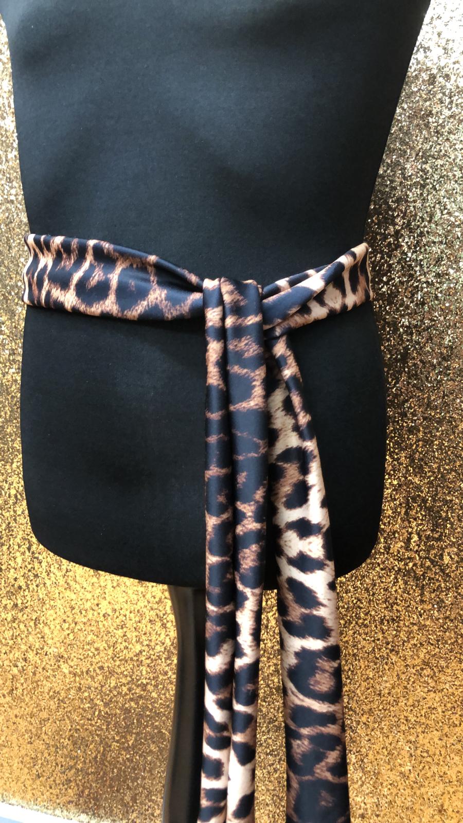 Deep Leopard Tie Belt