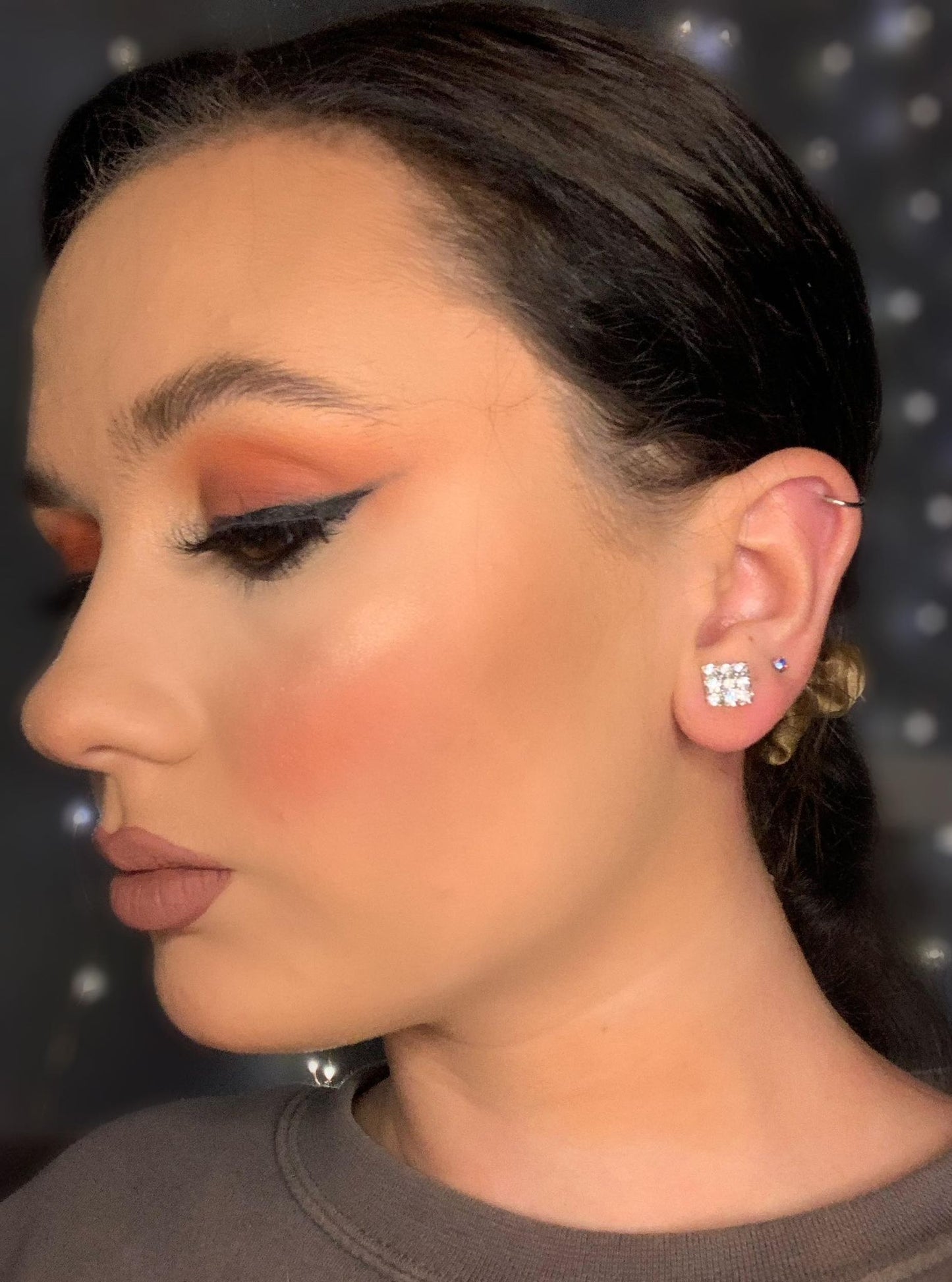 Small square diamante earrings