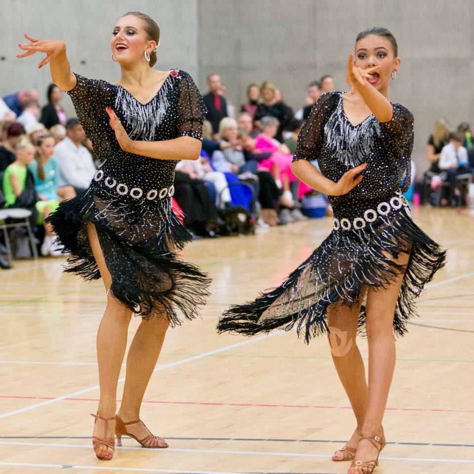 Black Junior Pairs Latin Dresses