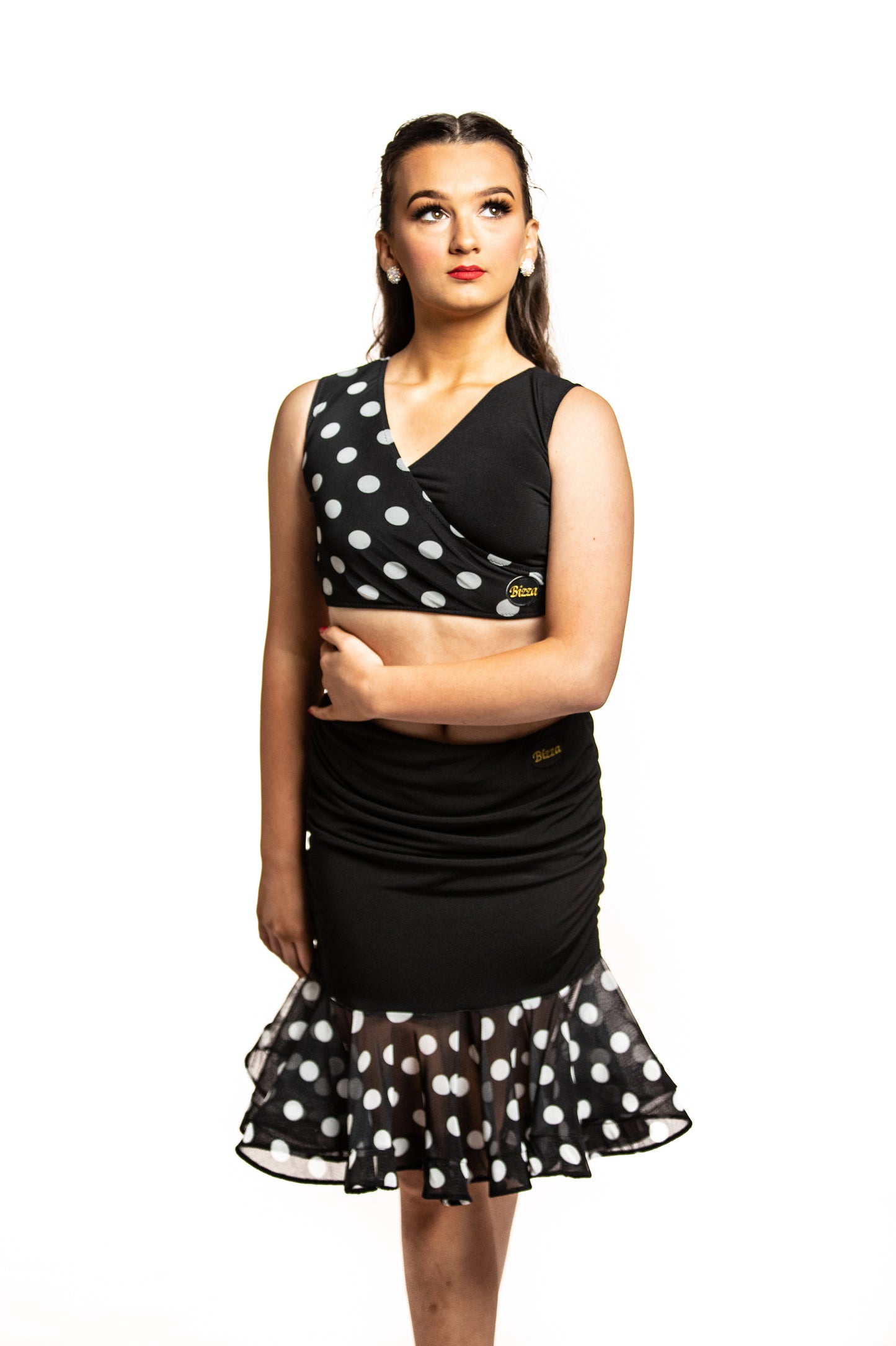 Polkadot Mesh Ruched Skirt
