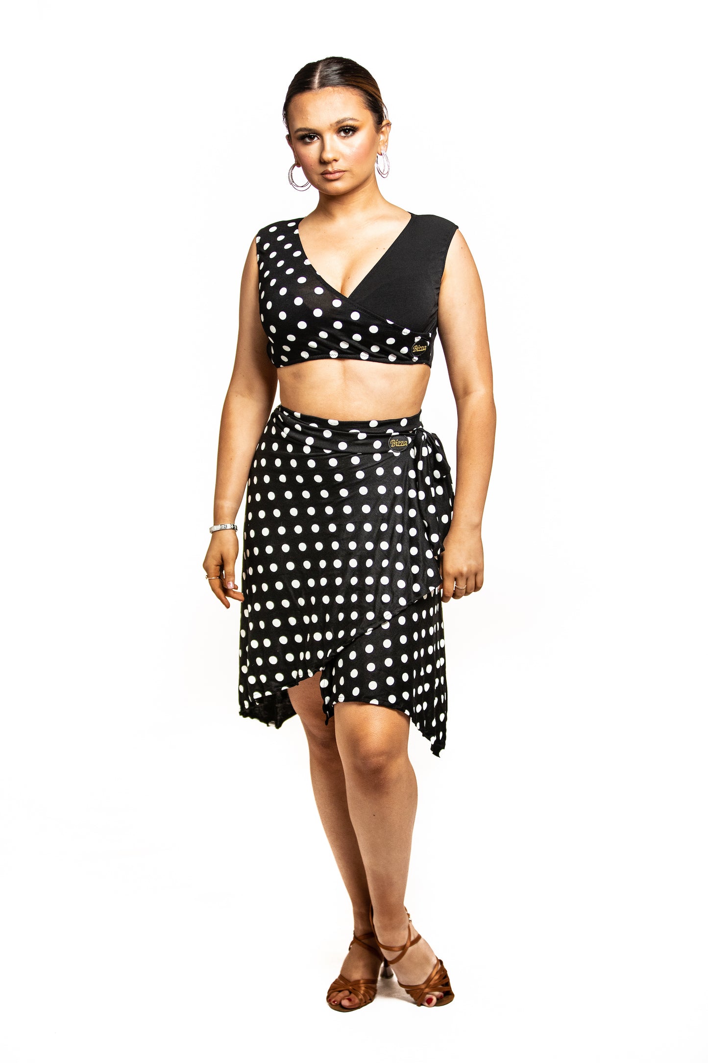 Crepe PolkaDot Cross Over Crop