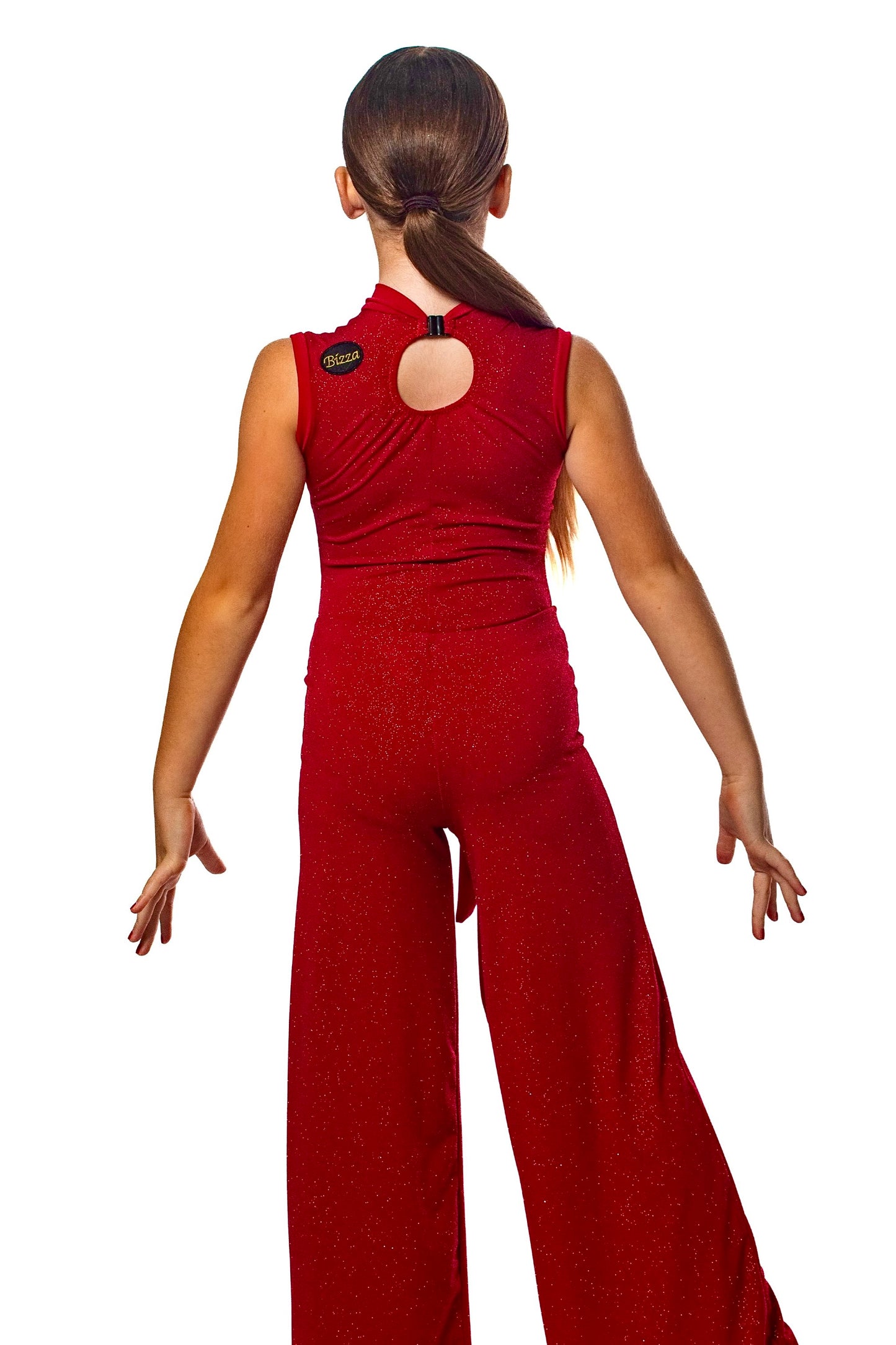 𝗡𝗘𝗪 Red sparkle ballroom trousers with integrated belt