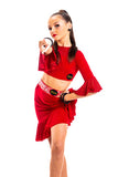 𝟏𝟏-𝟏𝟐 𝐘𝐞𝐚𝐫𝐬 Red Side Ruched Drop Waisted Skirt