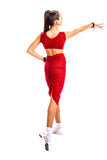 24" Waist Red Sparkle Centre Ruched Skirt