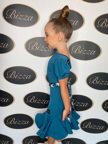 𝟓-𝟔 𝐘𝐞𝐚𝐫𝐬 Teal Puff Sleeved Leotard