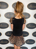 𝟓-𝟔 𝐘𝐞𝐚𝐫𝐬  Black Leotard with Leopard print Puff Sleeves