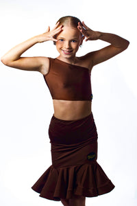 𝗡𝗘𝗪 Brown sheen one shoulder crop top