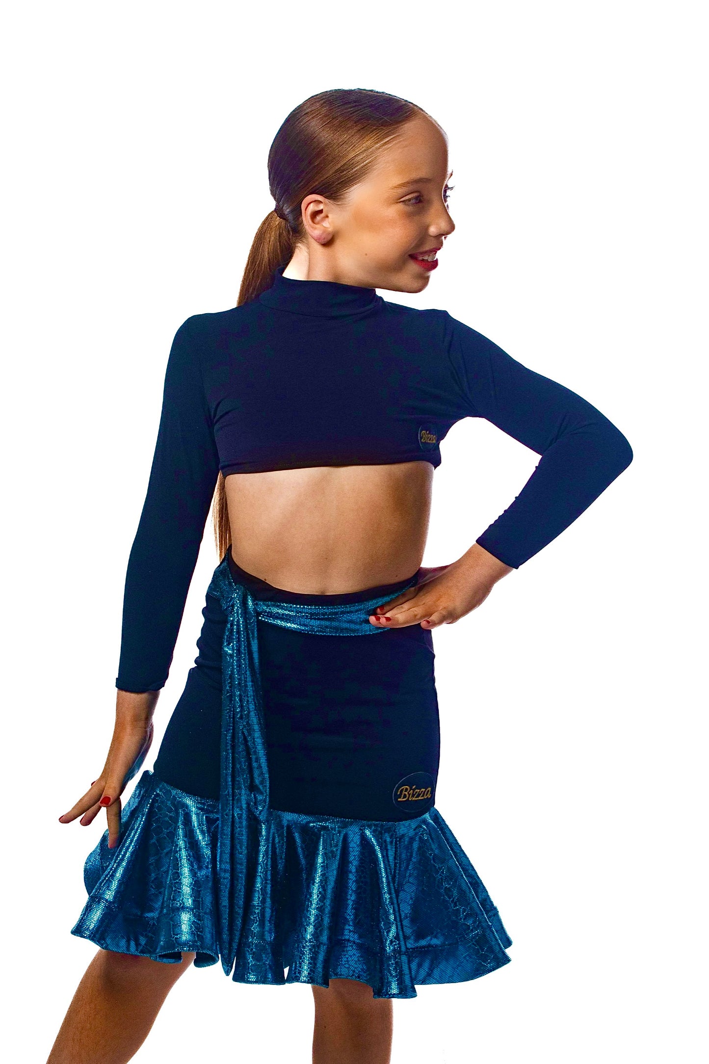 𝐋𝐢𝐦𝐢𝐭𝐞𝐝 𝐄𝐝𝐢𝐭𝐢𝐨𝐧  Back crepe & Blue Metallic Crocodile Print drop waisted skirt