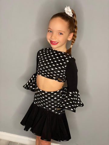 5-6 Years - Heart Ruffle Crop With Flounce Sleeve