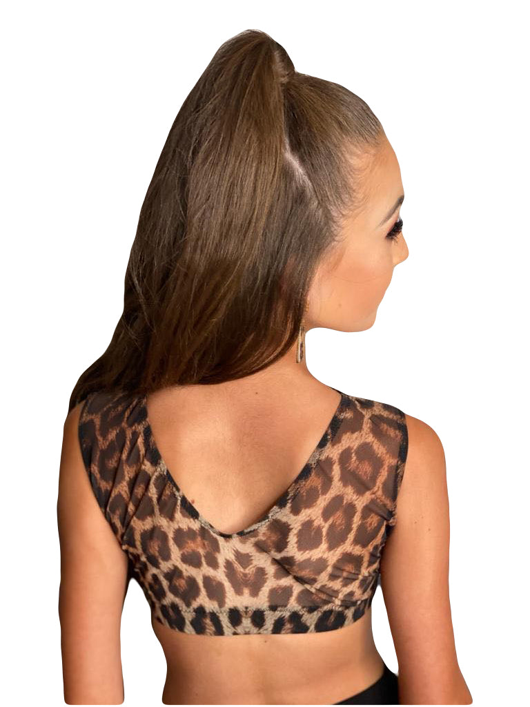 Leopard Mesh Crop Top