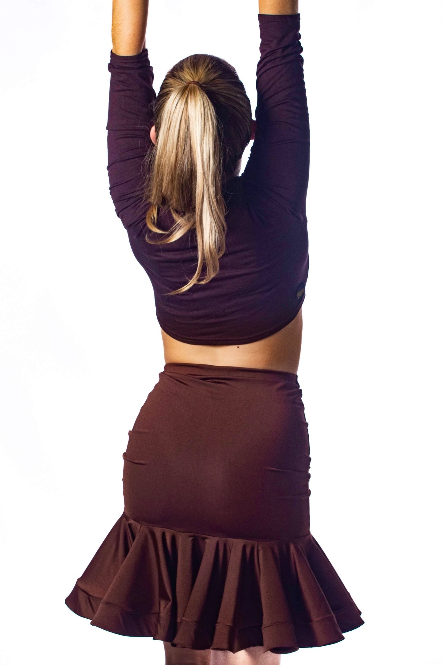 Brown drop waisted latin skirt