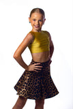 Leopard panelled skirt