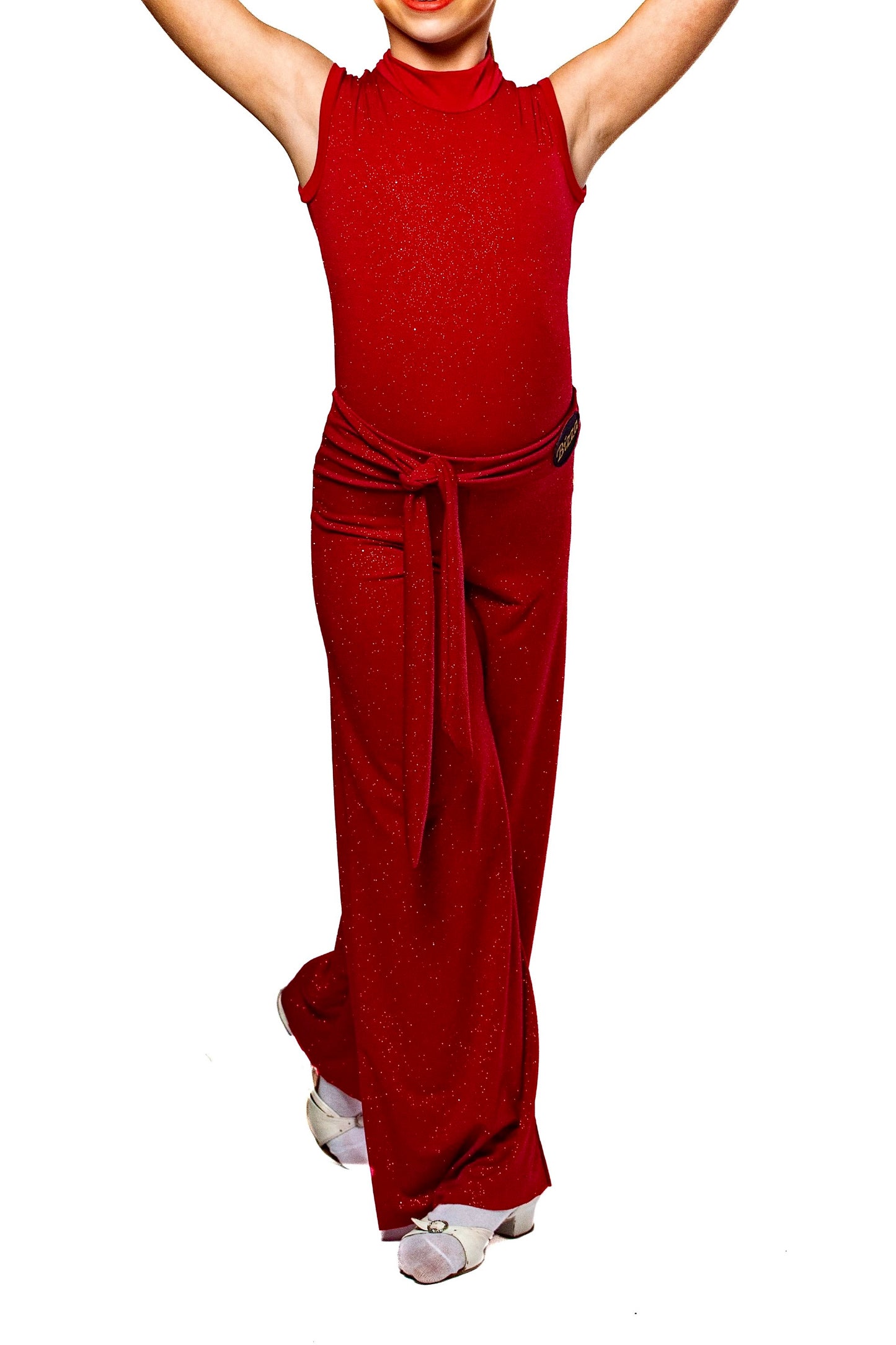 𝗡𝗘𝗪 Red sparkle ballroom trousers with integrated belt