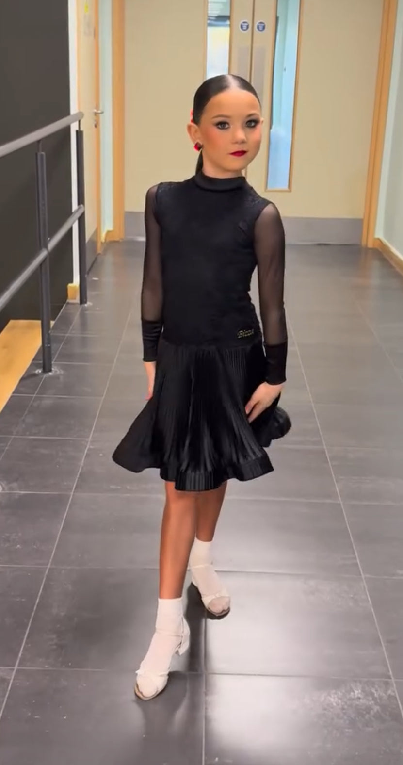 Black Lace Pleated Dress