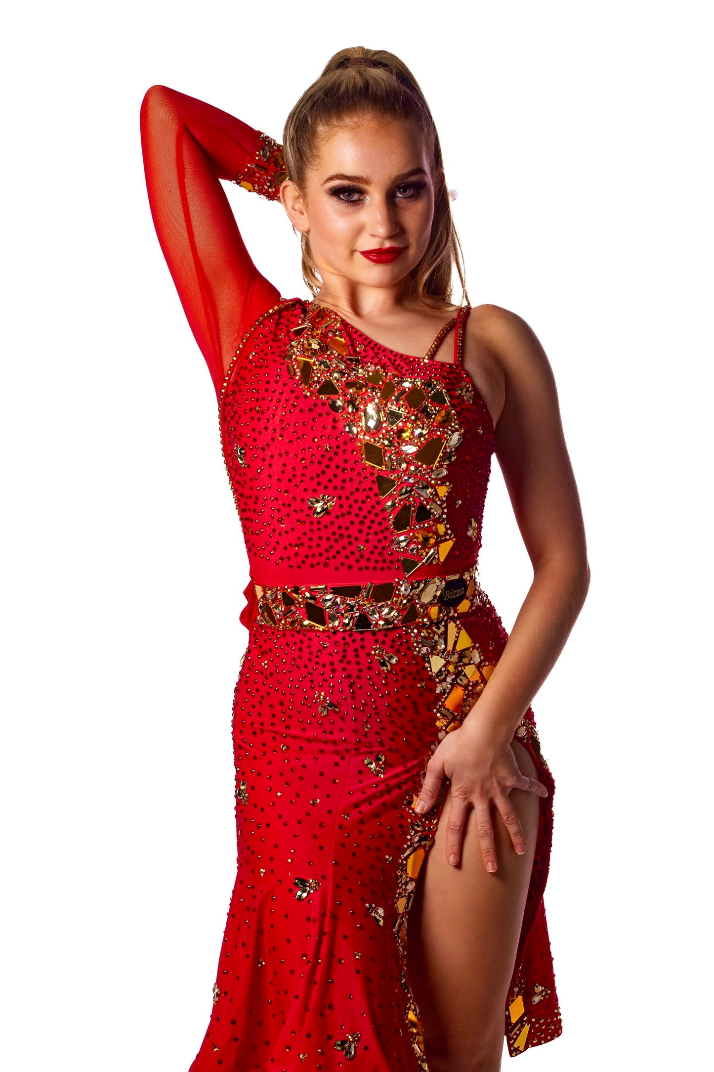 ɴᴇᴡ red& gold latin dress size 4–6