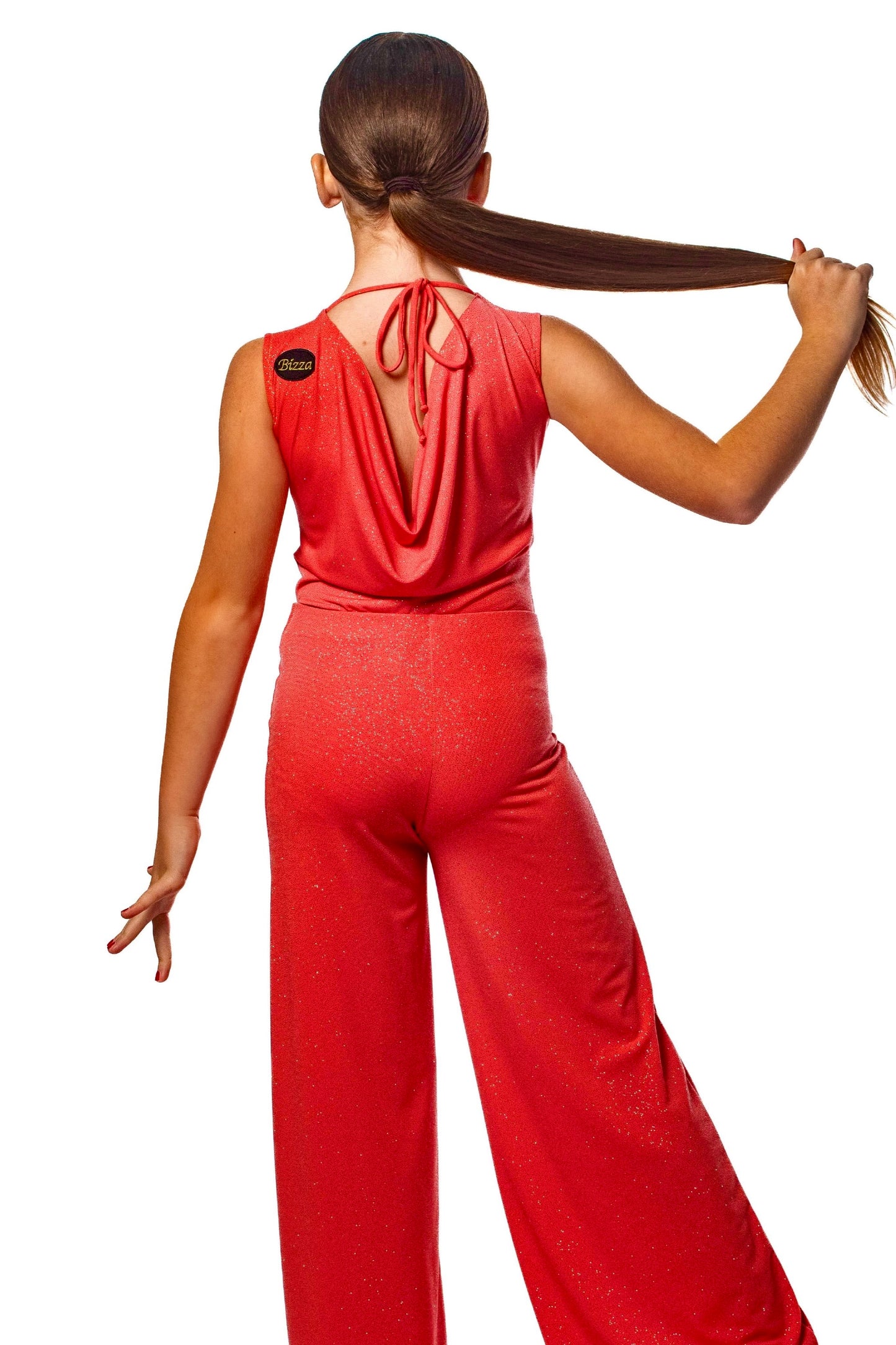 𝗡𝗘𝗪Salmon sparkle ballroom trousers with integrated belt