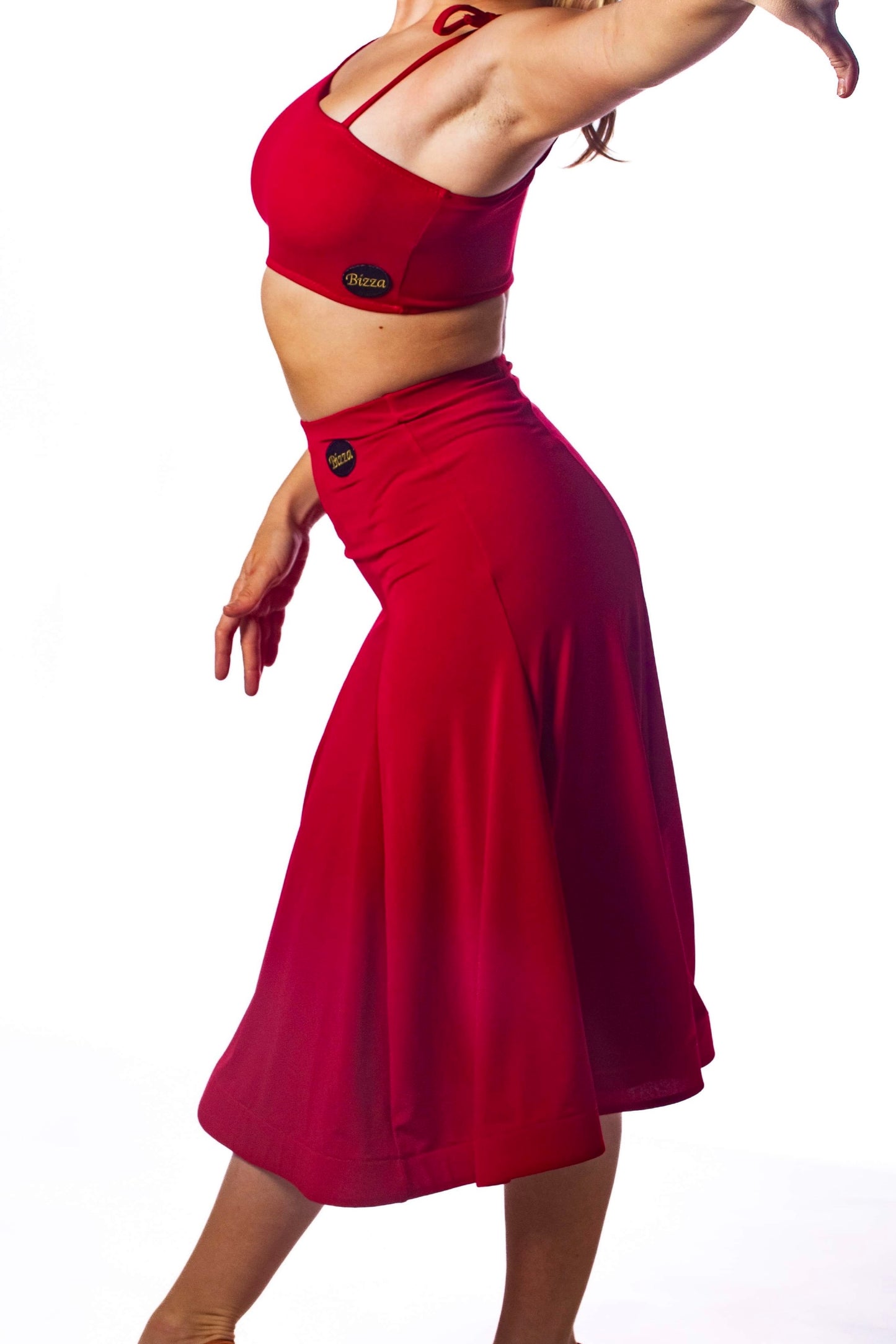 Red Panelled ballroom skirt