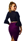 𝟐𝟒" 𝐖𝐚𝐢𝐬𝐭 𝗡𝗘𝗪 Purple sparkle centre ruched skirt