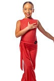 𝗡𝗘𝗪Salmon sparkle ballroom trousers with integrated belt