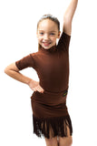 Brown Fringed Skirt 7-8 & 9-10