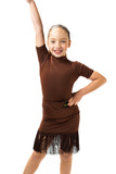 Brown Fringed Skirt 7-8 & 9-10