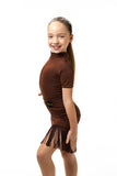 𝟓-𝟔 𝐘𝐞𝐚𝐫𝐬 & 𝟕-𝟖 𝐘𝐞𝐚𝐫𝐬 Brown High Neck Sleeved Leotard