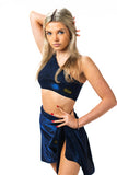 𝐒𝐦𝐚𝐥𝐥 Blue Sparkle One Shoulder Crop Top