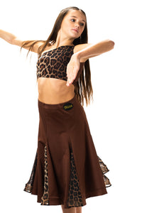 Small  One Shoulder Leopard & Brown Crop Top