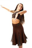 𝟗-𝟏𝟎 𝐘𝐞𝐚𝐫𝐬/ 𝟐𝟒” 𝐰𝐚𝐢𝐬𝐭
 Brown & Leopard Ballroom Skirt