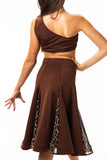 Small  One Shoulder Leopard & Brown Crop Top