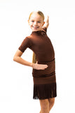 Brown Fringed Skirt 7-8 & 9-10