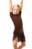 Brown Fringed Skirt 7-8 & 9-10