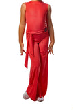𝗡𝗘𝗪Salmon sparkle ballroom trousers with integrated belt