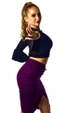 𝟐𝟒" 𝐖𝐚𝐢𝐬𝐭 𝗡𝗘𝗪 Purple sparkle centre ruched skirt