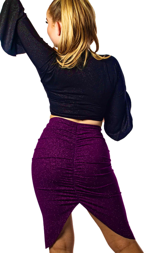 𝗡𝗘𝗪 Purple sparkle centre ruched skirt