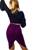 𝟐𝟒" 𝐖𝐚𝐢𝐬𝐭 𝗡𝗘𝗪 Purple sparkle centre ruched skirt