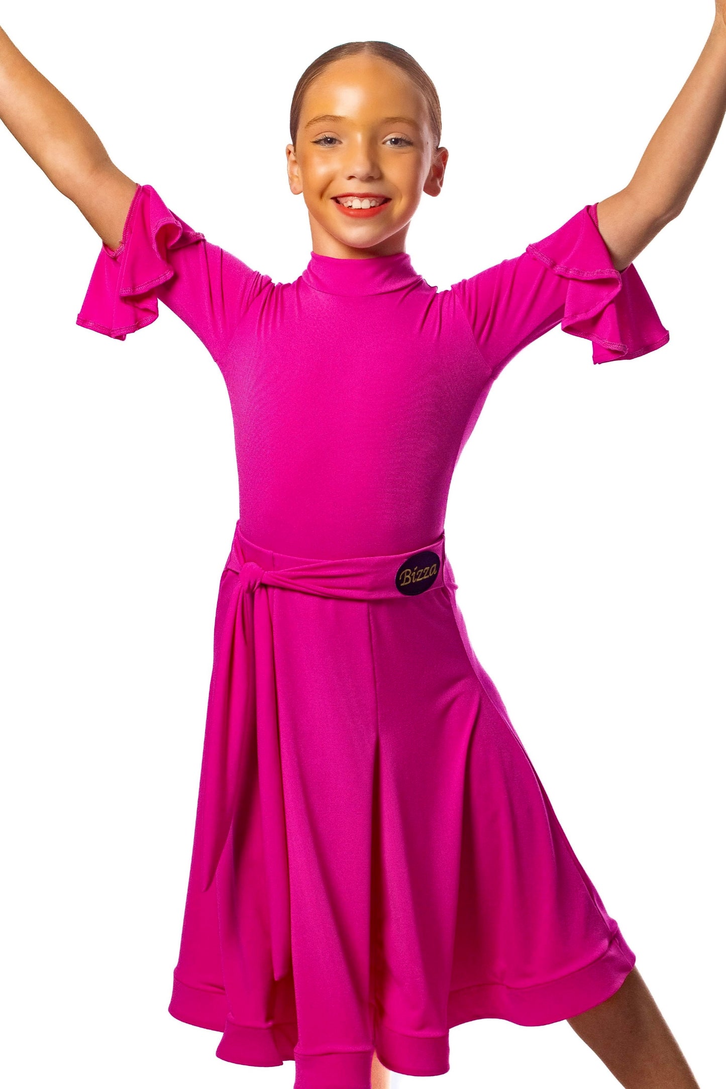 𝗡𝗘𝗪 Cerise pink high neck keyhole leotard with flounced sleeves