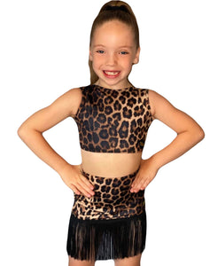 Leopard Fringe Skirt