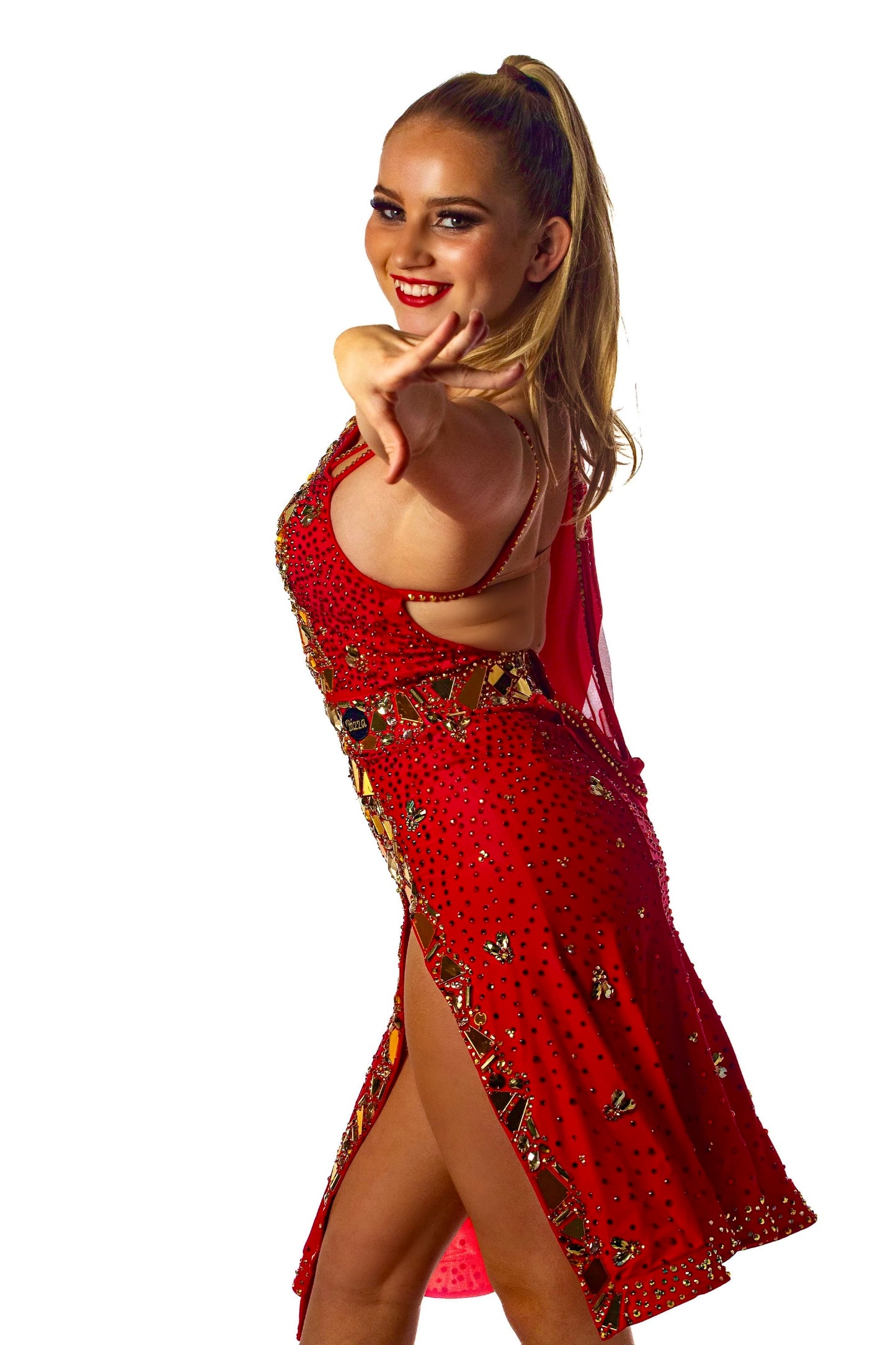 ɴᴇᴡ red& gold latin dress size 4–6