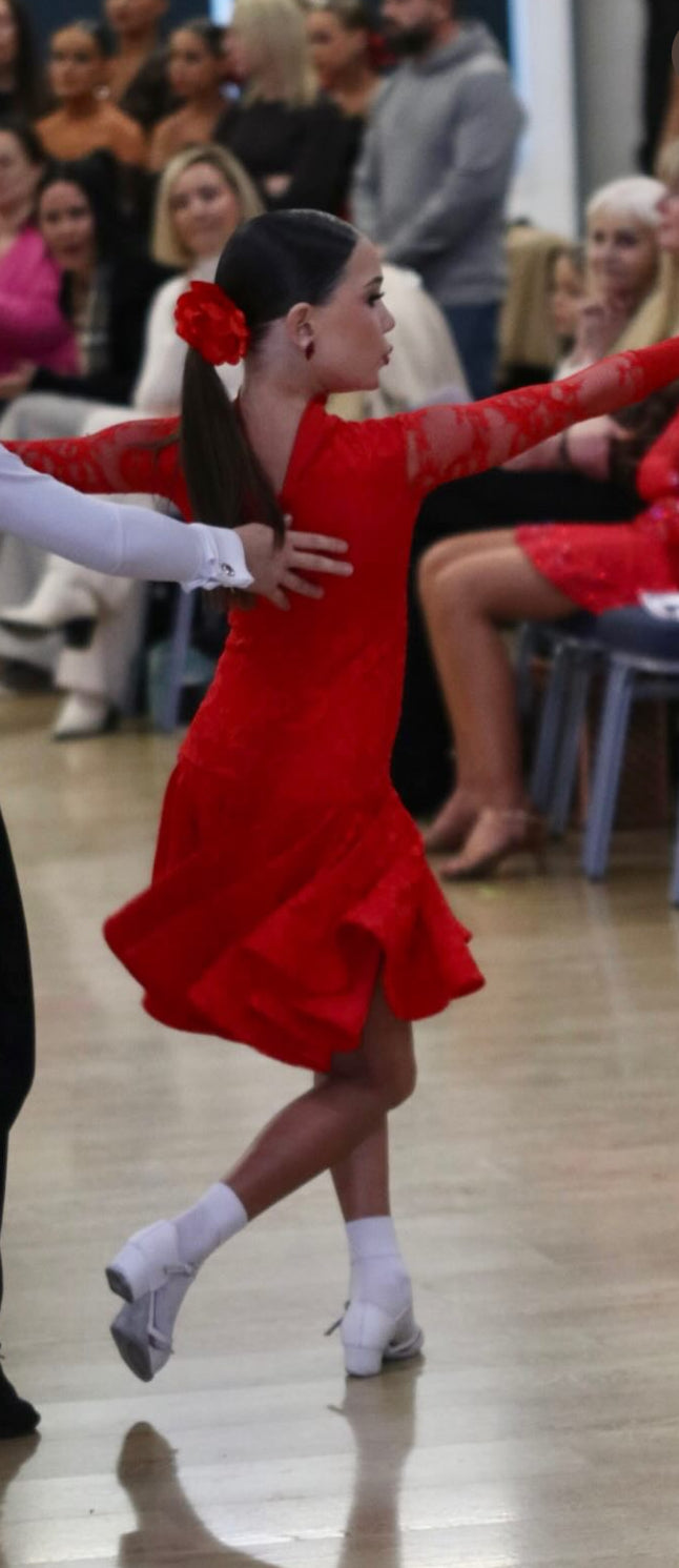 Red Lace Latin Dress (7-8 Years)